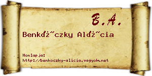 Benkóczky Alícia névjegykártya